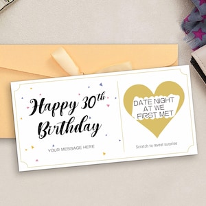 Anniversaire spécial, cadeau d'anniversaire, billet surprise, à gratter pour révéler, carte à gratter, à gratter pour révéler, carte à gratter personnalisée