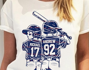 Custom Baseball Brothers PNG, Personalized Player Name Number Shirt Design, Youth Team Sports Graphic, Baseball Sibling Gift Art, Gameday
