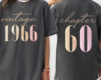 Vintage 1966 Birthday Png, Chapter 60 Shirt Design, 60th Birthday Gift for Women, Retro Tee PNG Digital Download, Grandparent birthday gift
