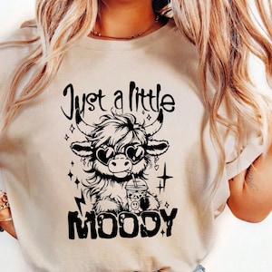 Lustige Highland Kuh Sublimation, nur eine kleine launische Kuh PNG SVG, Kaffee Kuh Shirt Design, trendige Retro Kuh Kunst, lustige süße Färse Clipart
