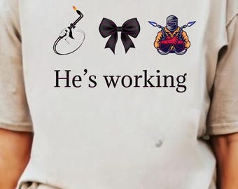 Welding Tribute Memorial PNG, Welder Png, Welding Grief Art PNG, He’s Working Design, Black Ribbon Welder Clipart, Fathers day Husband shirt