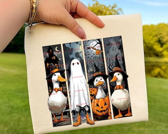 Ghost duck PNG, Cute Halloween duck Shirt Design, Spooky Forest Penguin Friends Graphic, Fall Animal, Animal lover, Kids halloween ideas