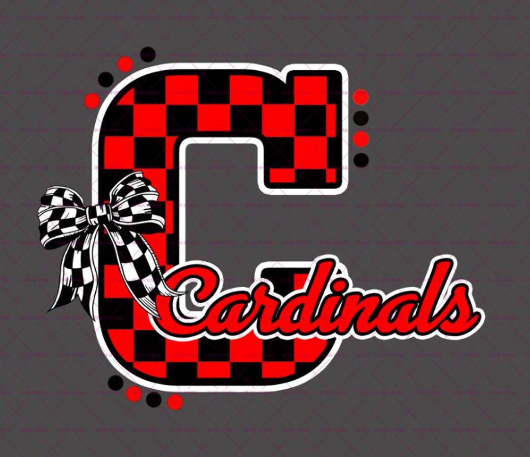 Cardinal Letter R Cardinals Checkered Letter C Design, Red Black School Spirit T-shirt ...