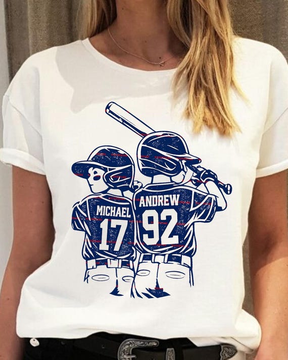 Custom Baseball Brothers PNG, Personalized Player Name Number Shirt Design, Youth Team Sports Graphic, Baseball Sibling Gift Art, Gameday