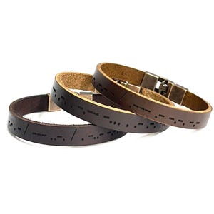 Secret Message Morse Code Leather Bracelet, Personalized Bracelet for Men, Custom Man Bracelet, Gifts for Dad, Son Leather Bracelet,