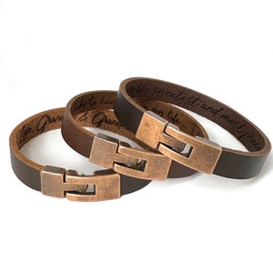 Personalized Secret Message Leather Bracelet,Custom Engraved Cuff for Dad, Son, Husband, Meaningful Gift for Him, Unique Anniversary Jewelry