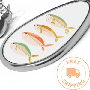 Oval Sardine Pendant Necklace: Fisherman Gift, Boho Style
