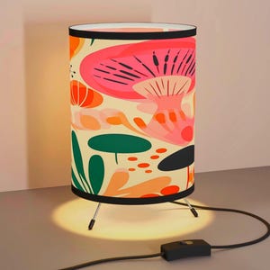 Mid Century Modern Tripod Lamp: Boho Mushroom Design Shade