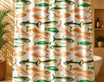 Tropischer Fisch Duschvorhang - Sea Life Bad Dekor für Airbnb & Beach House | Ocean Life Kollektion