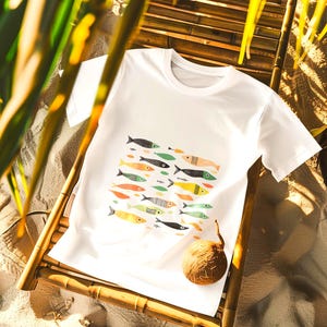 Sardine Shirt Fisherman Aesthetic - Retro Mid Century Fish Tee, Quirky Ocean Gift, Coastal Style Graphic Tee, Sardine Illustration Shirt