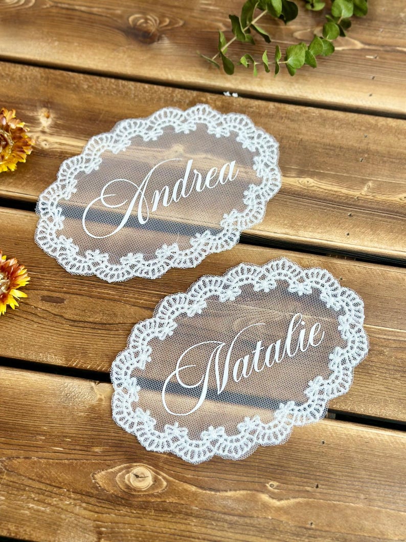 Custom Oval Lace Place Cards,vintage Wedding Name Tags,personalized ...