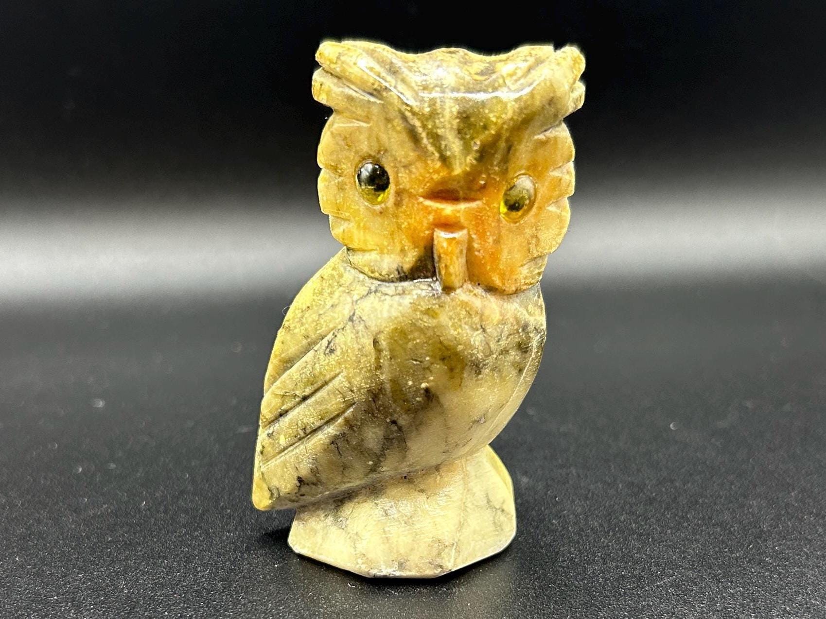 Alabaster Carved Owl Figurine Vintage Statue Made in Italy Napcoware Gift for Bird Lovers Birds of P
