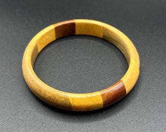 ヴィンテージ木製バングルブレスレット 寄木細工 木工品 ハンドメイド