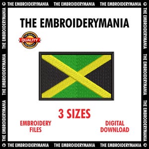 Jamaica Flag Embroidery Design – Digital Machine Embroidery File (3 Sizes, 5 Formats)