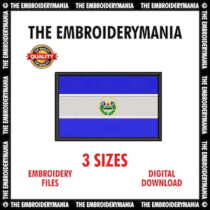 El Salvador Flag Embroidery Design – Digital Machine Embroidery File (3 Sizes, 5 Formats)