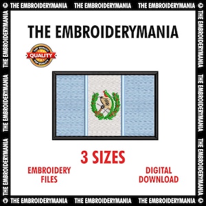 Guatemala Flag Embroidery Design – Digital Machine Embroidery File (3 Sizes, 5 Formats)