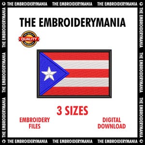 Puerto Rico Flag Embroidery Design – Digital Machine Embroidery File (3 Sizes, 5 Formats)