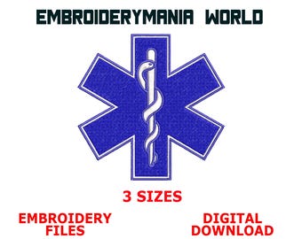 Star of Life – EMT Medical Embroidery Design | Emergency Symbol Patch | Instant Download | EMT | Paramedic | EMS Embroidery File