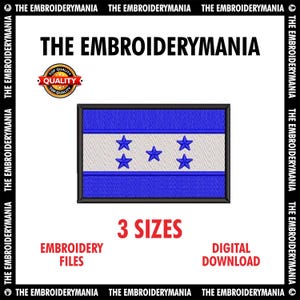 Honduras Flag Embroidery Design – Digital Machine Embroidery File (3 Sizes, 5 Formats)