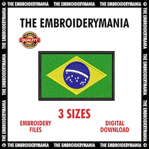 Brasil Flag Embroidery Design – Digital Machine Embroidery File (3 Sizes, 5 Formats)