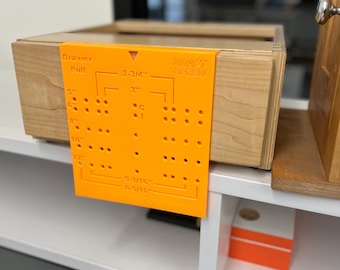 Gabarito para puxadores de gaveta impresso em 3D • Modelo para ferragens de armários • Guia de furação para puxadores e botões • Ferramenta precisa para instalação de armários (faça você mesmo)