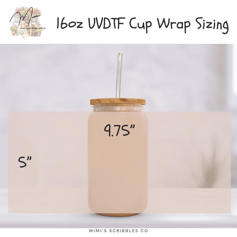 Book Lover UVDTF Can Wrap 16oz PNG | Coffee Books Daisy Bow Libbey Glass Design | Cute Reader Aesthetic Sublimation Wrap image 3