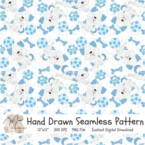 Dog Daze Seamless Pattern: Watercolor Puppy Design (PNG Digital Download)