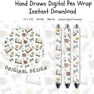 Livres et café Stylo numérique Wrap Stylo sans couture de haute qualité Modèle numérique Stylos en résine époxy Toboggan aquatique Fichiers UVDTF en vinyle imprimable