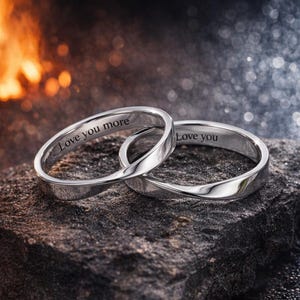 Engraved Infinity Ring, Personalized Mobius Pinky Promise Ring, CZ or Plain, Sterling Silver or Brass