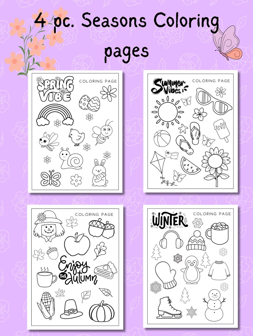 Coloring Pages| Four Seasons Coloring Pages | Kids Printable Activity ...