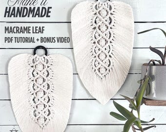 マクラメの葉の模様：ボヘミアン風壁掛け用ベリーデザインチュートリアル（PDFダウンロード）