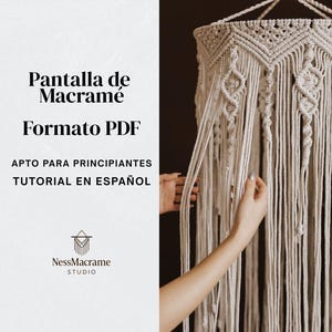 Macrame Lampshade Pattern PDF, Boho Pendant Light Tutorial, Step-by-Step Guide (Spanish)