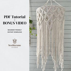 Abat-jour en macramé : suspension bohème DIY (téléchargement PDF)