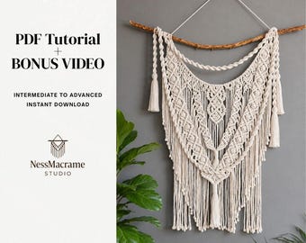 pdf-tutorial macramé muur hangen: doe-het-zelf boho-tapijtpatroon