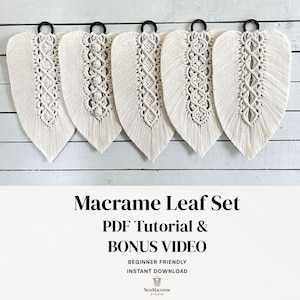 Macrame Leaf Pattern Set – 5 PDF Tutorials | DIY Wall Hanging | Beginner Macrame | Boho Home Decor