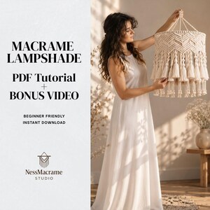 Macrame Chandelier Pattern PDF, DIY Boho Lampshade Tutorial, Detailed Step-by-Step Guide