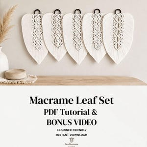 Macrame Leaf Pattern Set – 5 PDF Tutorials | DIY Wall Hanging | Beginner Macrame | Boho Home Decor