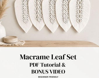 Macrame Leaf Pattern Set – 5 PDF Tutorials | DIY Wall Hanging | Beginner Macrame | Boho Home Decor