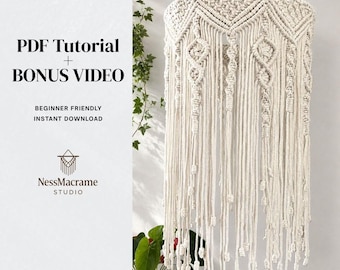 Macrame Lampshade Tutorial: DIY Boho Chandelier Pattern (PDF Download)