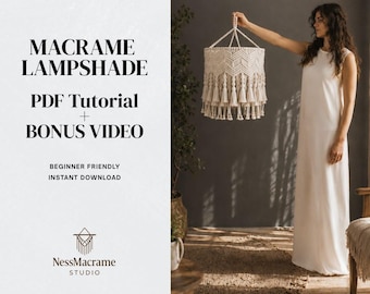Macrame Chandelier Pattern PDF, DIY Boho Lampshade Tutorial, Detailed Step-by-Step Guide