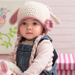 Crochet Pattern Bunny Hat, Cozy Cottage, Crochet Hat, Patron crochet, PDF, toddler, child, teen, Crochet Cables, Handmade Crochet Pattern