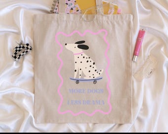 Jutebeutel, More Dogs Less Drama, umweltfreundliche Tasche, für Hundeliebhaber, nachhaltig und praktisch, Geschenk für Sie, Geschenk für Ihn