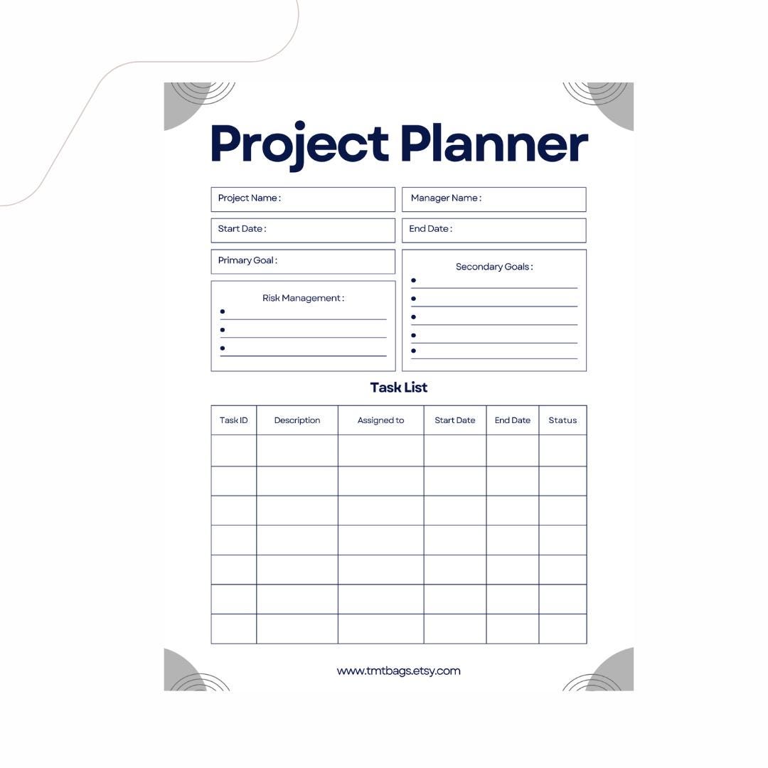One Page Project Planner: Minimalist Task Organizer (digital Download ...
