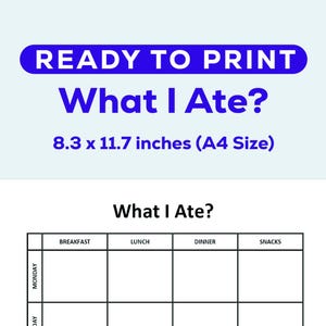 Planificador de comidas imprimible / Diario de comidas semanal y mensual / Registro de comidas y diario de alimentos / Plan de menú / Preparación para dieta y fitness