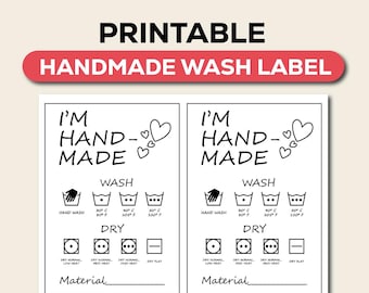 Printable Handmade Care Tags, Editable Clothing Labels, Knit Crochet Hang Tags (Instant Download)