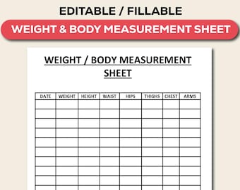 Monitor de medidas corporales: Salud y bienestar imprimible (Descarga digital A4)