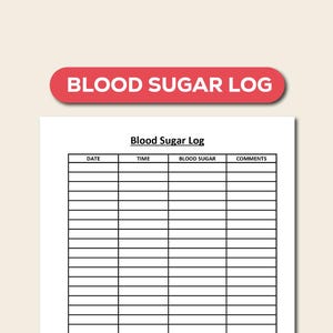 Blood Sugar Log. Wellness Tracker, Health Priorities, Health Conditions, Health & Conditions | Printable | A4 Size | Digital Download