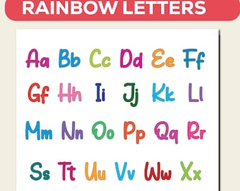 Rainbow Font SVG: Letters, Numbers, Alphabet (Digital Download)