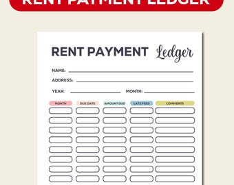 Printable Rent Payment Ledger: Landlord Monthly Tracker (A4 Digital Download)