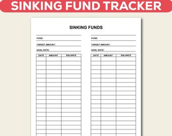 Sinking Funds Tracker Printable: Budget Planner (A4 Size Digital Download)